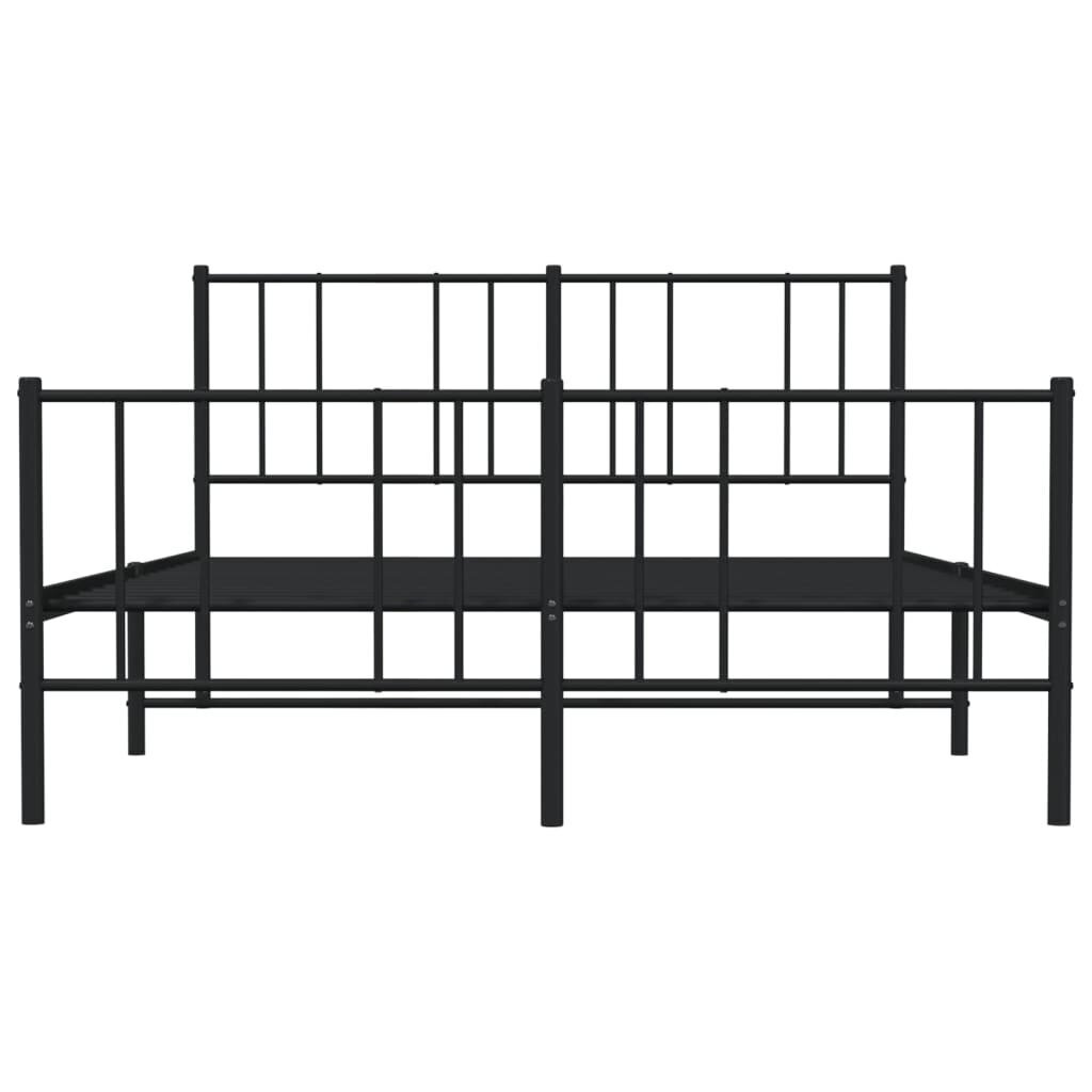 vidaXL Metallinen sängynrunko päädyillä musta 160x200 cm hinta ja tiedot | Sängyt | hobbyhall.fi