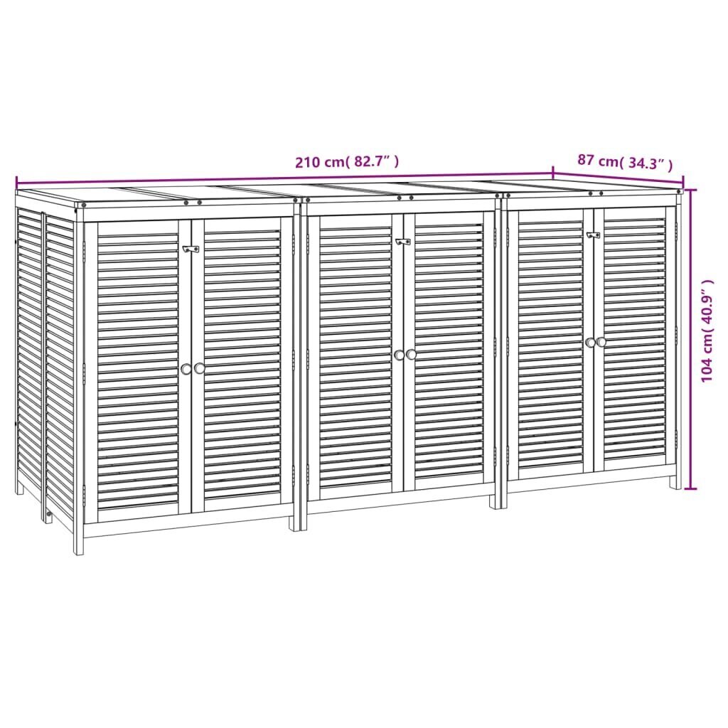 vidaXL Ulkosäilytyslaatikko 210x87x104 cm täysi akasiapuu hinta ja tiedot | Kompostorit ja jäteastiat | hobbyhall.fi