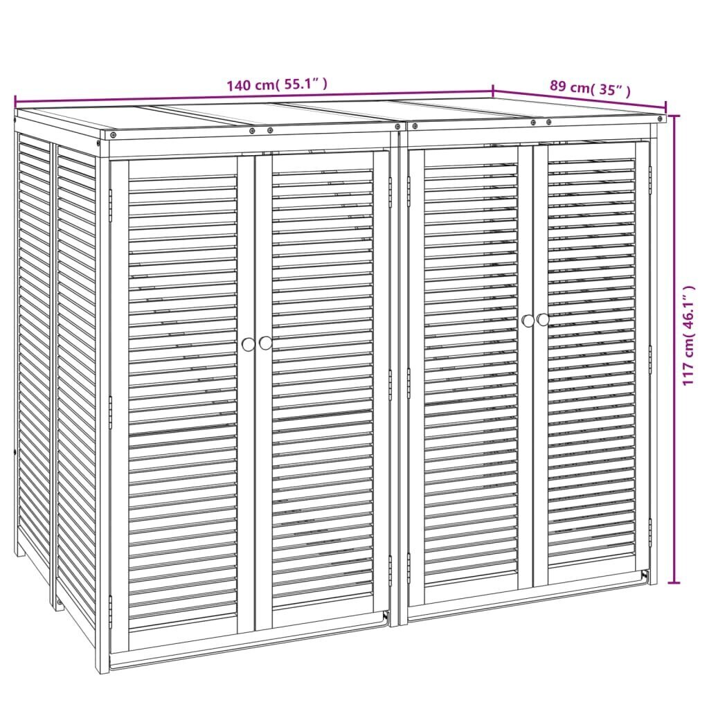 vidaXL Kahden jäteastian vaja 140x89x117 cm täysi akasiapuu hinta ja tiedot | Kompostorit ja jäteastiat | hobbyhall.fi