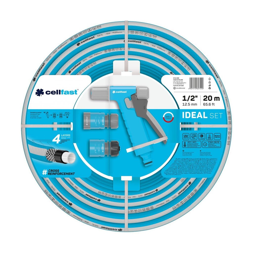 Kasteluletku suuttimella Cellfast Ideal 12,5 mm, 20 m hinta ja tiedot | Puutarhaletkut, kastelukannut ja muut kastelutarvikkeet | hobbyhall.fi