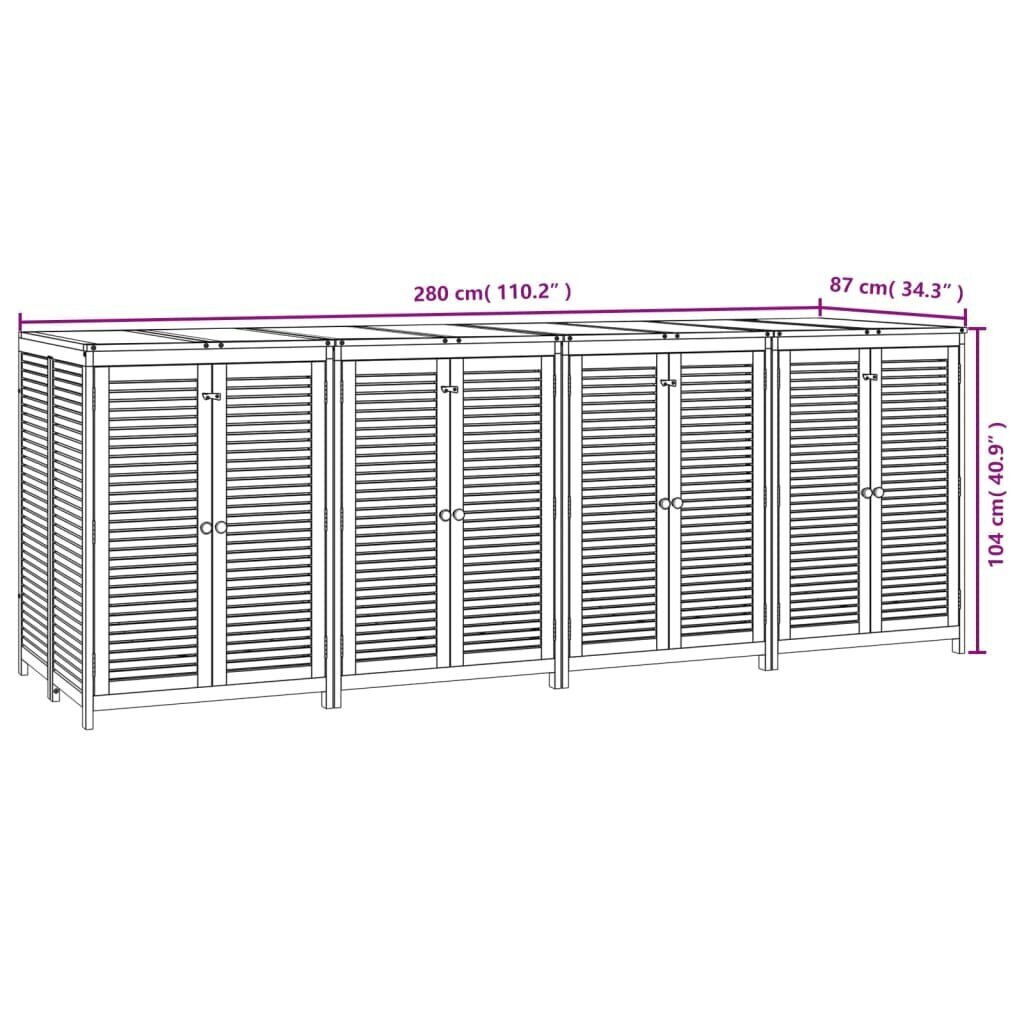 vidaXL Ulkosäilytyslaatikko 280x87x104 cm täysi akasiapuu hinta ja tiedot | Kompostorit ja jäteastiat | hobbyhall.fi