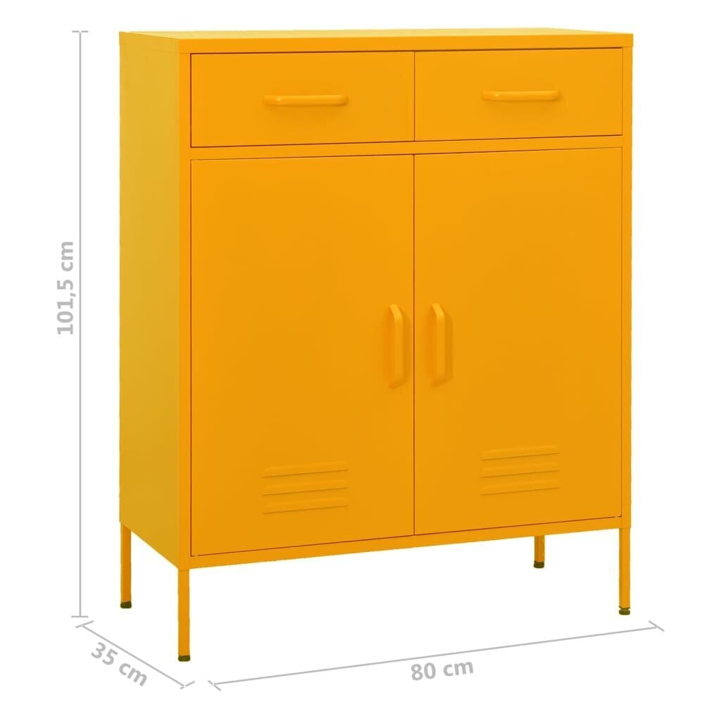 vidaXL Varastokaappi sinapinkeltainen 80x35x101,5 cm teräs hinta ja tiedot | Olohuoneen kaapit ja lipastot | hobbyhall.fi