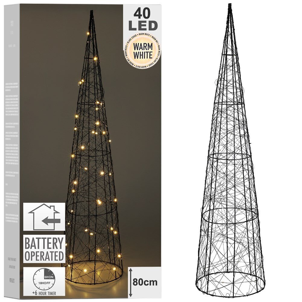 Joulukuusi, kartio, 40 LED, 80 cm hinta ja tiedot | Joulukoristeet | hobbyhall.fi