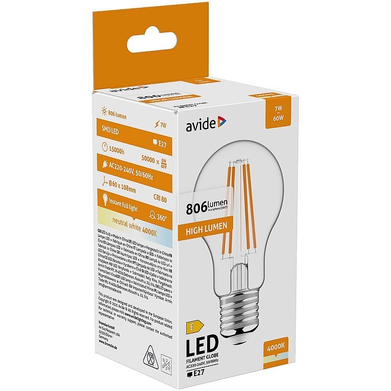 LED-lamppu Avide 7W E27 4000K hinta ja tiedot | Lamput | hobbyhall.fi