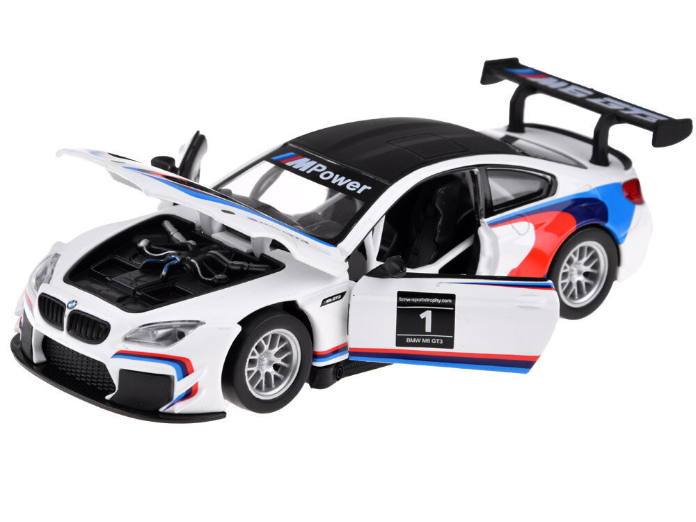 metallinen urheiluauto - bmw m6 gt3, valkoinen hinta ja tiedot | Poikien lelut | hobbyhall.fi