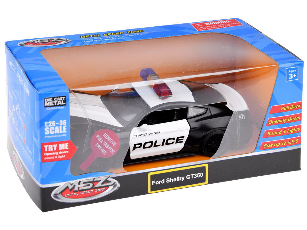 Metallinen poliisiauto - Ford Shelby GT350 , musta hinta ja tiedot | Poikien lelut | hobbyhall.fi