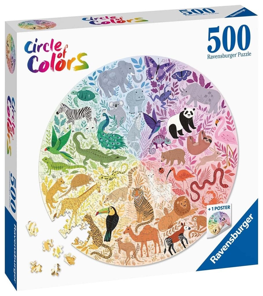 Ravensburgerin palapeli Colors-Animals 500p 17172 hinta ja tiedot | Palapelit | hobbyhall.fi