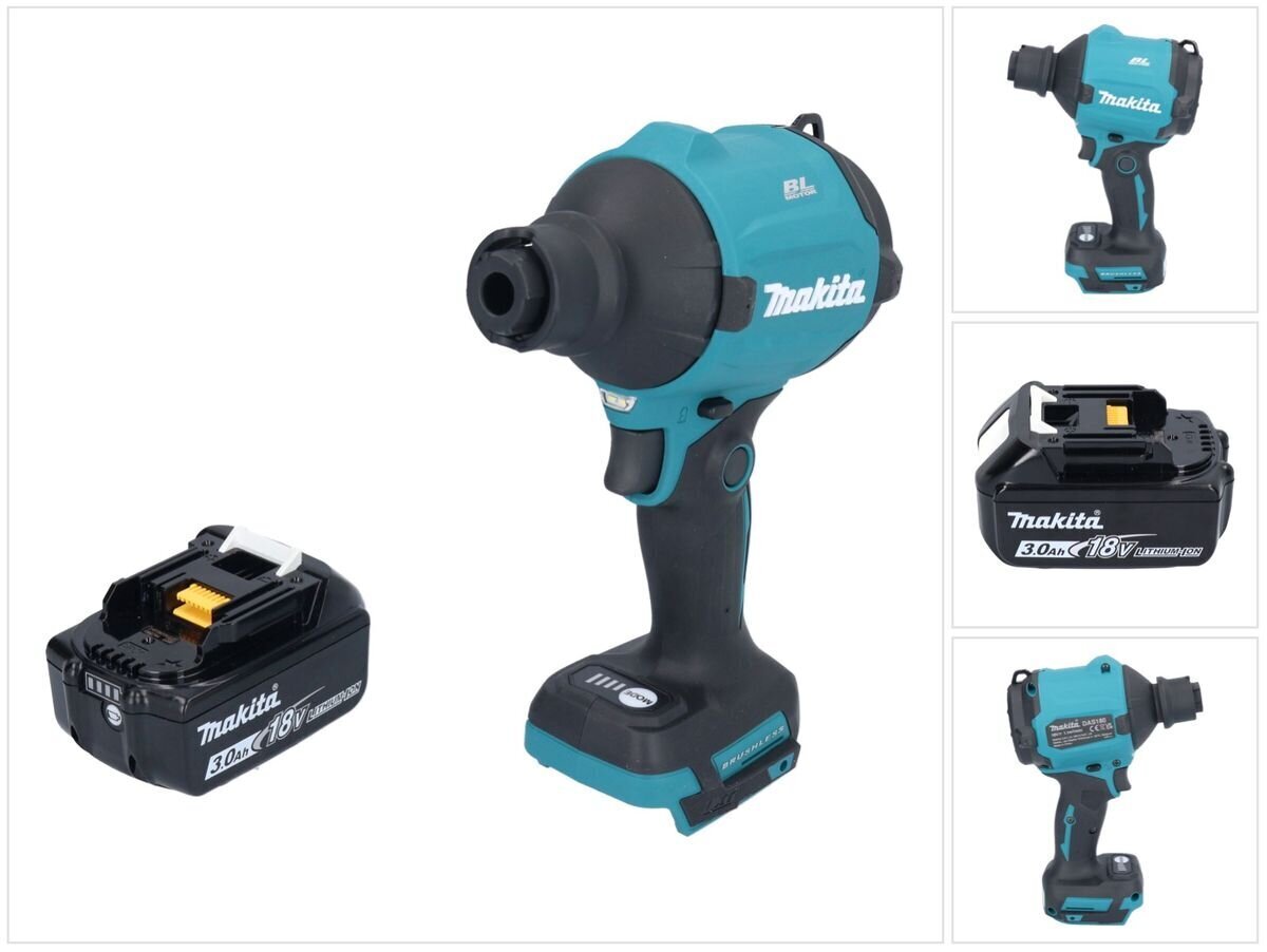 Akumuliatorinis puhallin Makita DAS 180 F1, 18 V, akku 3,0 Ah, ilman laturia hinta ja tiedot | Kuumailmapuhaltimet | hobbyhall.fi