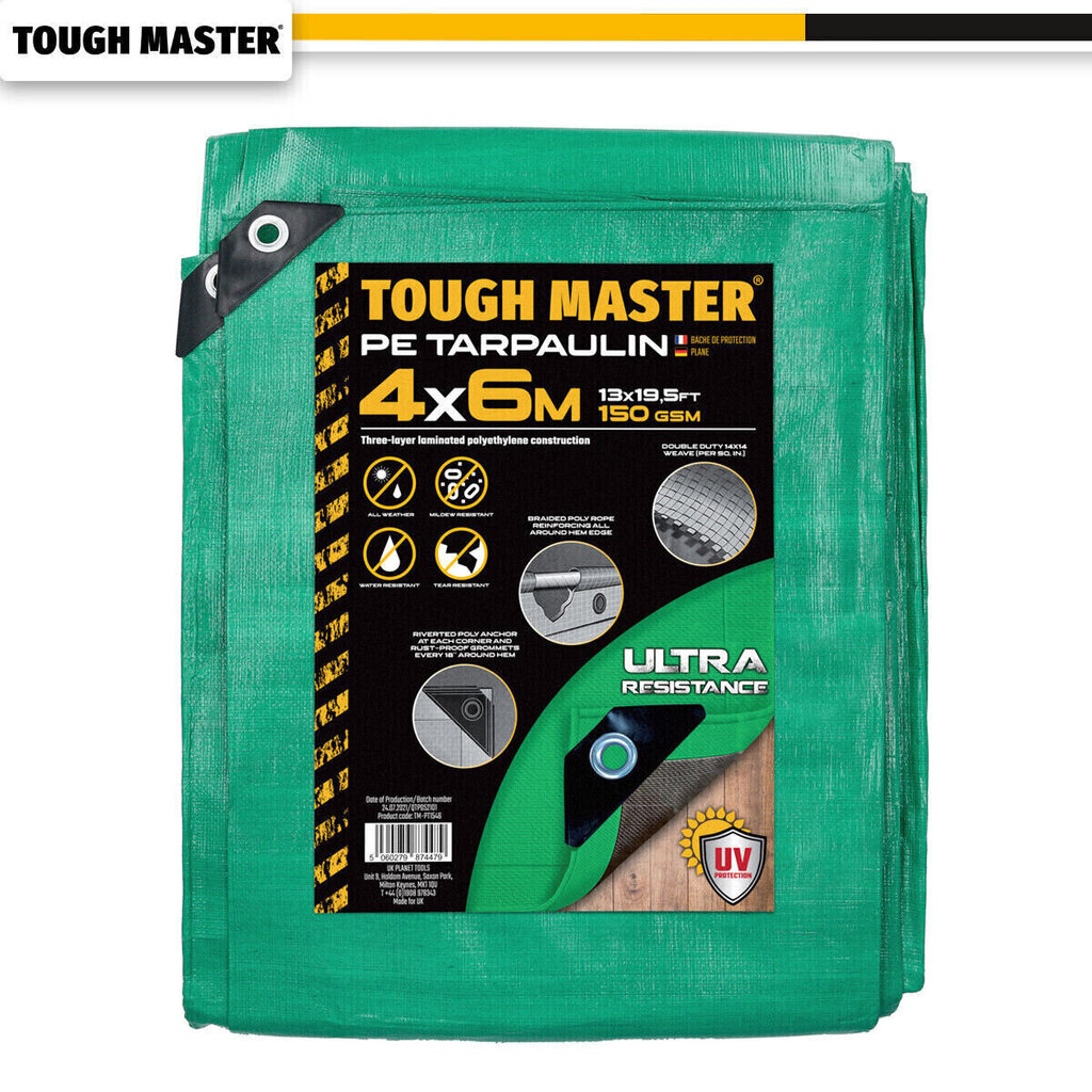 Vahvistettu kuormapeite, Suojapeite 4x6m, TOUGH MASTER® TM-PT1546 hinta ja tiedot | Puutarhatyökalut | hobbyhall.fi