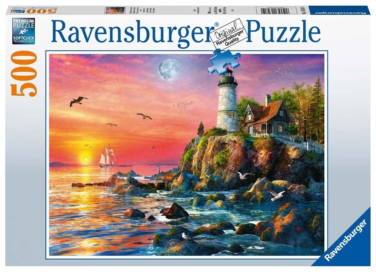 Ravensburgerin palapelin majakka auringonlaskun 500kpl 16581 hinta ja tiedot | Palapelit | hobbyhall.fi