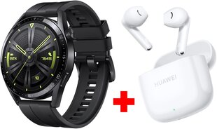 Huawei Watch GT 3 Active Black (46mm) + Huawei FreeBuds SE 2 White hinta ja tiedot | Älykellot | hobbyhall.fi