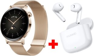 Huawei Watch GT 3 Elegant Light Gold (42mm) + Huawei FreeBuds SE 2 White hinta ja tiedot | Älykellot | hobbyhall.fi