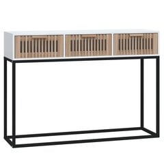 vidaXL Konsolipöytä valkoinen 105x30x75 cm tekninen puu ja rauta hinta ja tiedot | Sohvapöydät | hobbyhall.fi