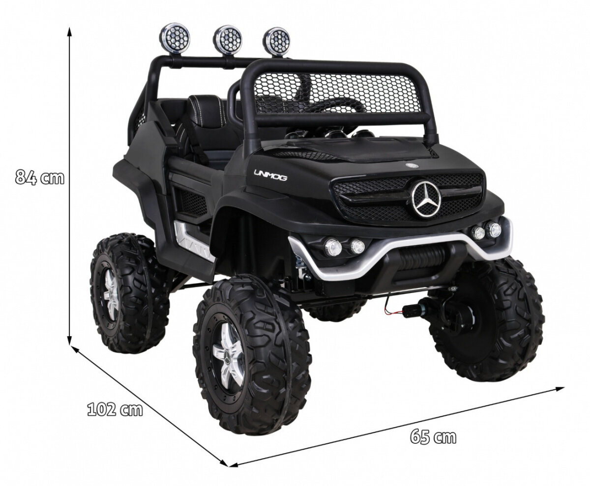 Mercedes Benz Unimog sähköauto, musta hinta ja tiedot | Lasten sähköautot | hobbyhall.fi