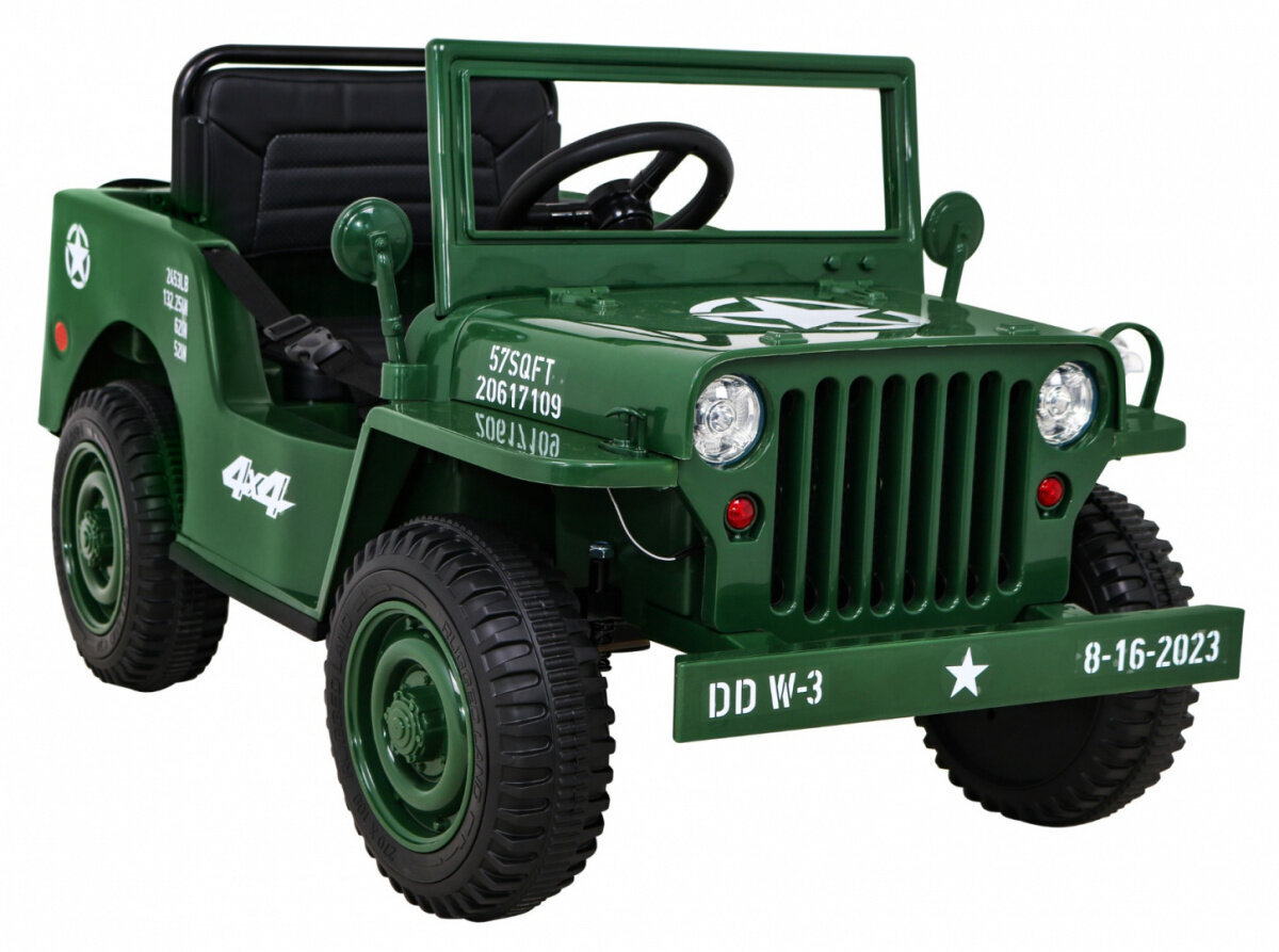 Retro Military yksipaikkainen sähköauto, vihreä hinta ja tiedot | Lasten sähköautot | hobbyhall.fi