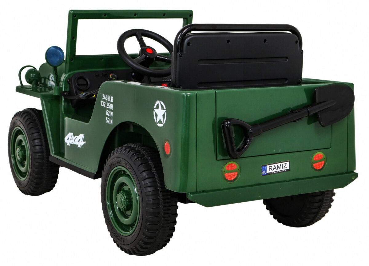 Retro Military yksipaikkainen sähköauto, vihreä hinta ja tiedot | Lasten sähköautot | hobbyhall.fi