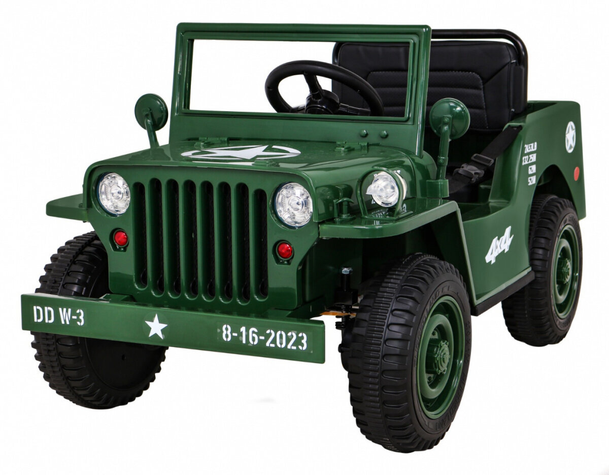 Retro Military yksipaikkainen sähköauto, vihreä hinta ja tiedot | Lasten sähköautot | hobbyhall.fi