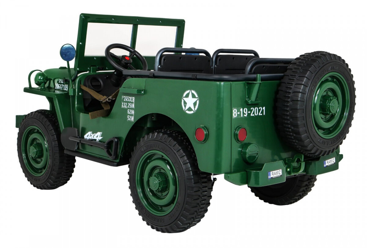 Kolminkertainen sähköauto Retro Army SUV, vihreä hinta ja tiedot | Lasten sähköautot | hobbyhall.fi
