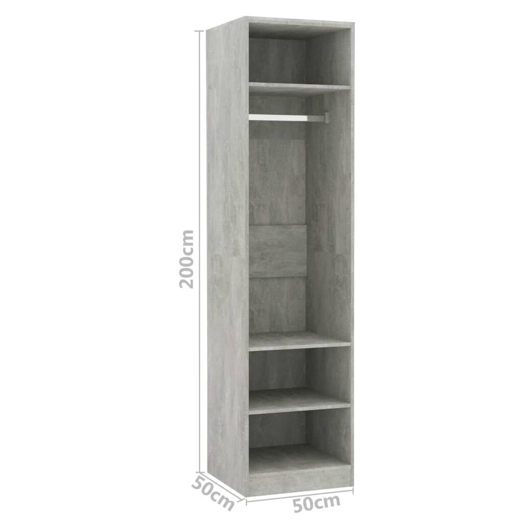 vidaXL Vaatekaappi betoninharmaa 50x50x200 cm lastulevy hinta ja tiedot | Kaapit | hobbyhall.fi