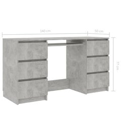 vidaXL Kirjoituspöytä betoninharmaa 140x50x77 cm lastulevy hinta ja tiedot | Tietokonepöydät ja työpöydät | hobbyhall.fi