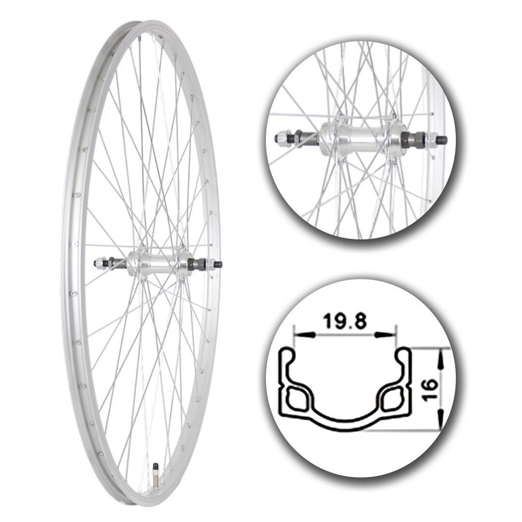 27" Takapyörä polkupyörään, hopea hinta ja tiedot | Muut polkupyörän varaosat | hobbyhall.fi