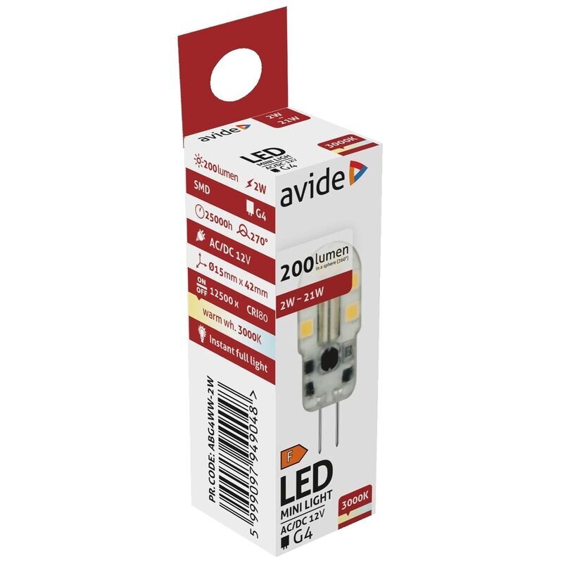 LED-lamppu Avide 2W G4 3000K hinta ja tiedot | Lamput | hobbyhall.fi