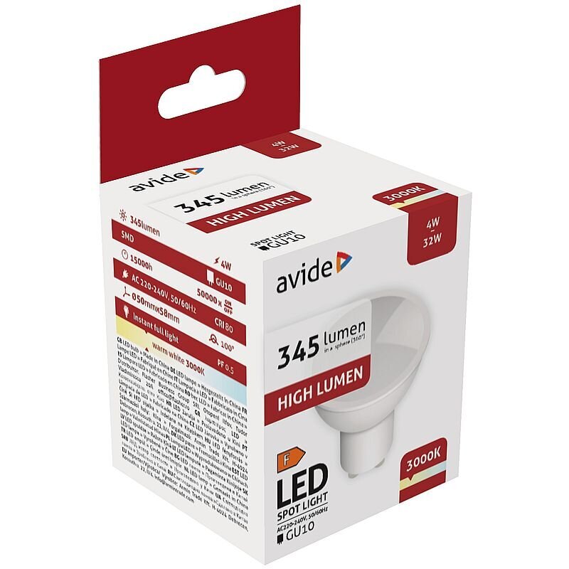 LED-lamppu Avide 4W GU10 3000K hinta ja tiedot | Lamput | hobbyhall.fi