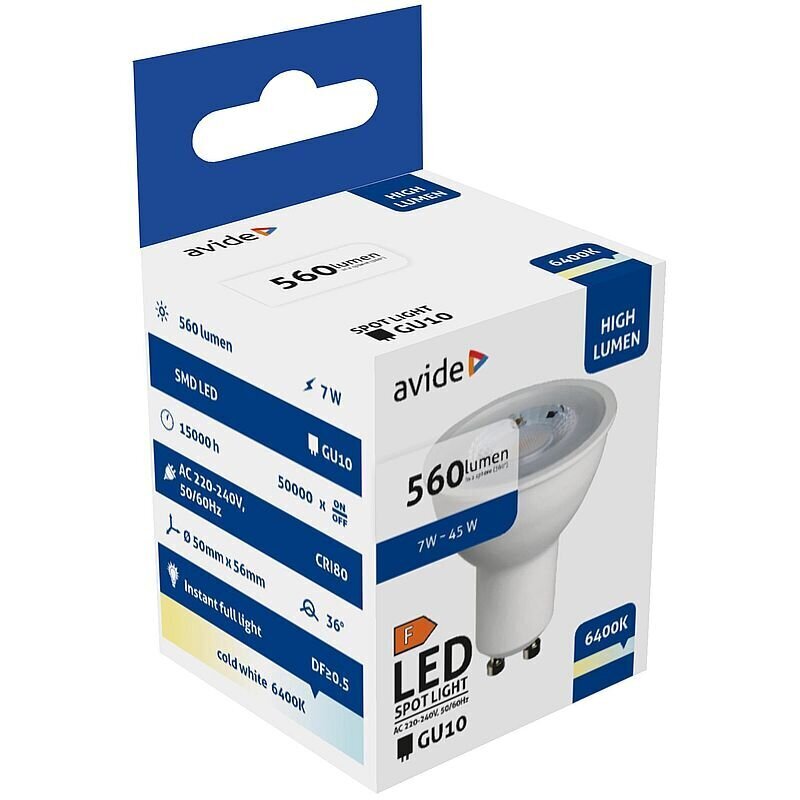 LED-lamppu Avide 7W GU10 36° 6400K hinta ja tiedot | Lamput | hobbyhall.fi