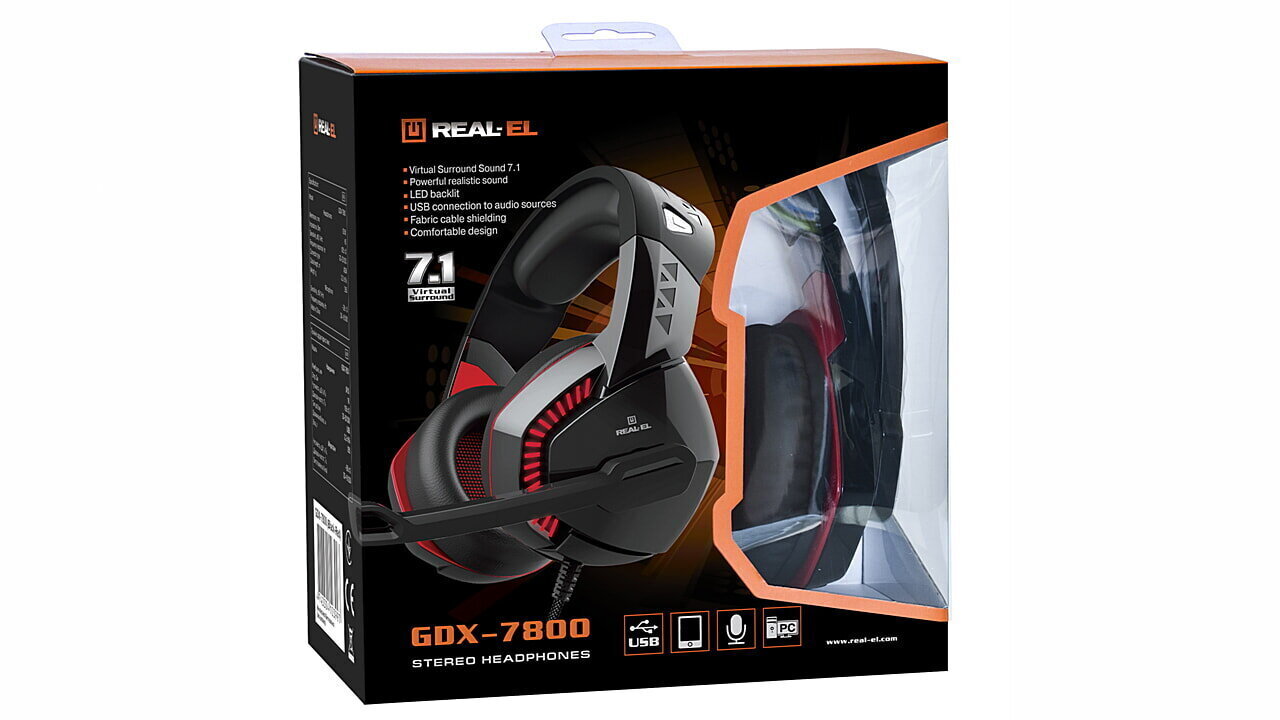 Real-EL GDX-7800, Stereokuulokkeet mikrofonilla hinta ja tiedot | Kuulokkeet | hobbyhall.fi