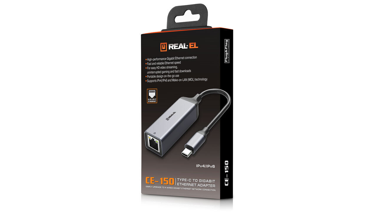 REAL-EL CE-150 (tyyppi C - Ethernet) Sovitin hinta ja tiedot | Adapterit | hobbyhall.fi
