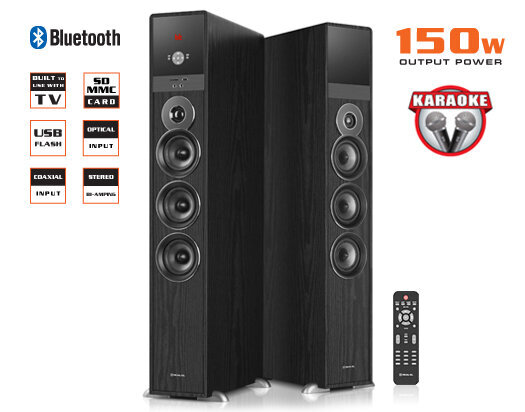 REAL-EL S-2070 kannettava kaiutin 150 W, Saraoke kaiutin, Bluetooth, USB, SD-KORTTI, televisioon, peleihin, musta hinta ja tiedot | Kaiuttimet | hobbyhall.fi