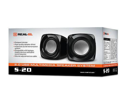 REAL-EL S-20 tietokoneen kaiutin, Mini, W6 (3 x 3) hinta ja tiedot | Kaiuttimet | hobbyhall.fi