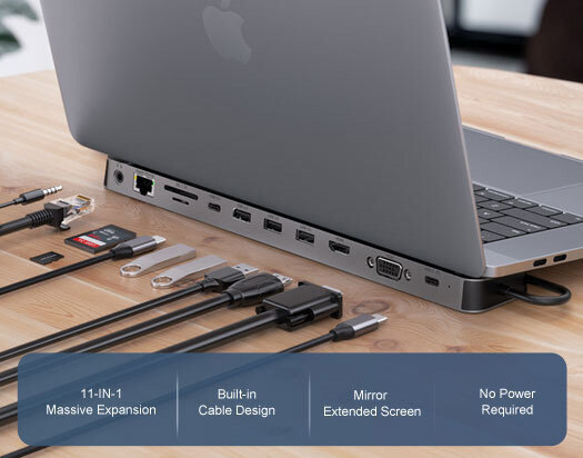 REAL-EL CQ-1000 USB, Type-C, HDMI, Audio, SD/TF, VGA-keskitin, hinta ja tiedot | Adapterit | hobbyhall.fi