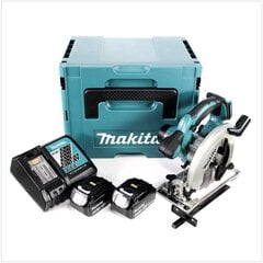 Akkupyörösaha Makita DSS 611 RMJ 18 V 165 mm + 2x akut 4,0 Ah + laturi + Makpac hinta ja tiedot | Sahat ja sirkkelit | hobbyhall.fi