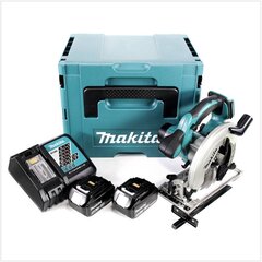 Akkupyörösaha Makita DSS 611 RTJ 18 V 165 mm + 2x akut 5,0 Ah + laturi + Makpac hinta ja tiedot | Sahat ja sirkkelit | hobbyhall.fi