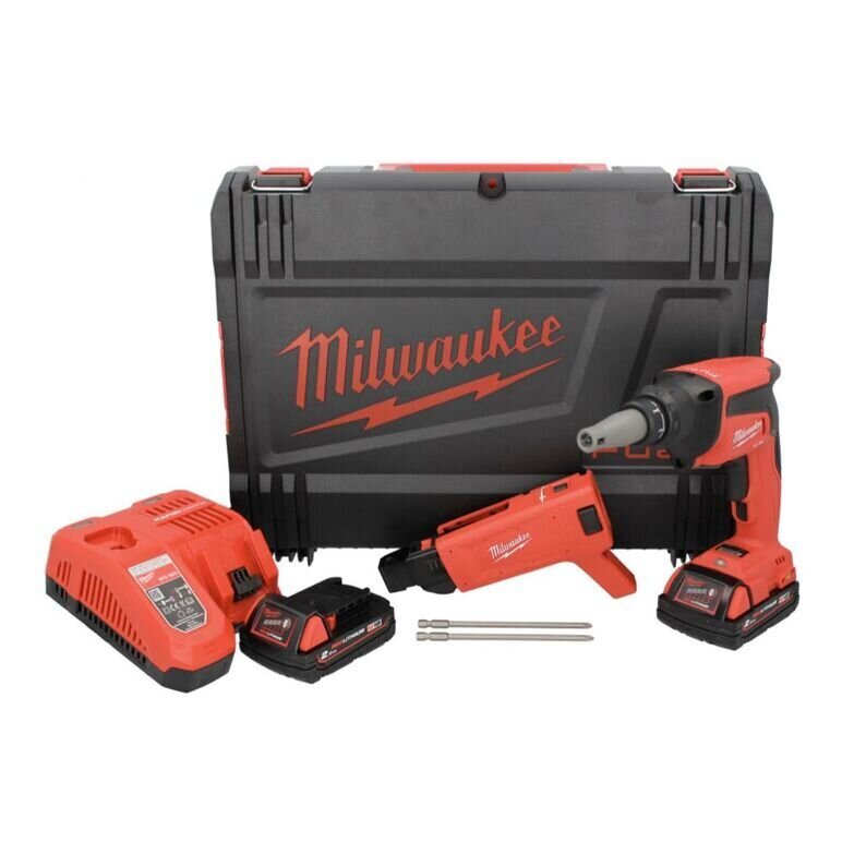 Kipsilevyruuvimeisseli Milwaukee M18 FSGC-202X 18 V 13 Nm + 2x Akku 2.0 Ah+Laturi + HD-laatikko hinta ja tiedot | Akkuporakoneet ja ruuvinvääntimet | hobbyhall.fi