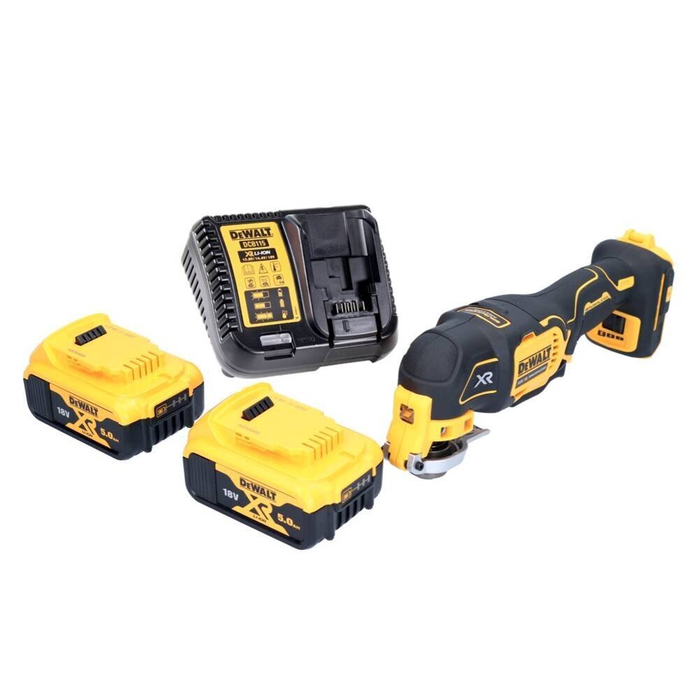 Akkukäyttöinen monitoimityökalu DeWalt DCS 356 P2-XJ 18 V + 2x akut 5,0 Ah + laturi + tarvikkeet hinta ja tiedot | Sahat ja sirkkelit | hobbyhall.fi