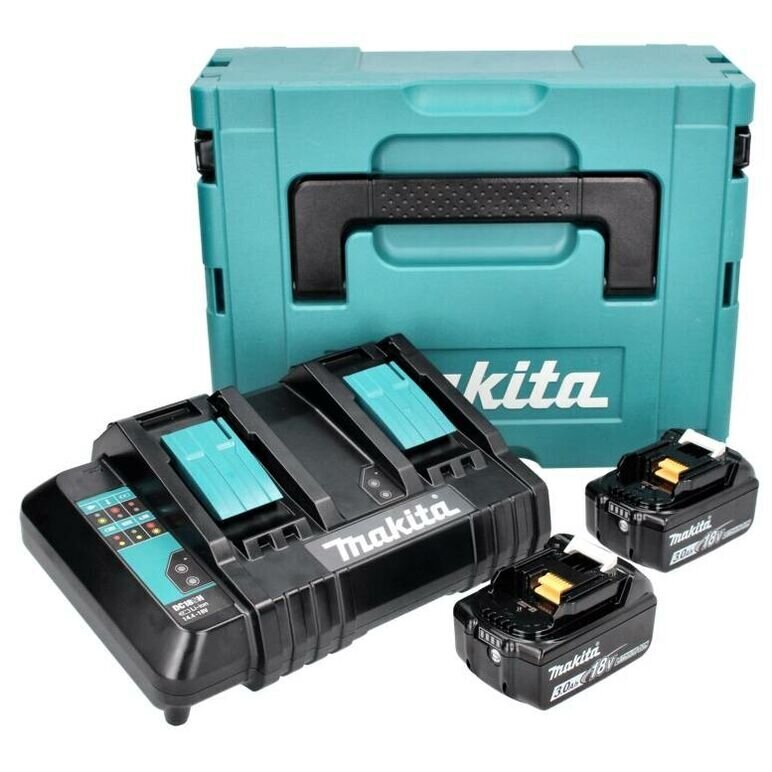 Makita lataussarja 18 V 2x BL 1830 B 3,0 Ah akulla + DC 18 SH kaksoislaturi + Makpac hinta ja tiedot | Akkuporakoneet ja ruuvinvääntimet | hobbyhall.fi