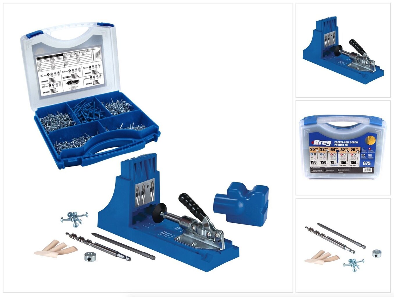 KREG Jig K4 ruuvisarja (K4) + taskureikäruuvivalikoima 675 kpl (SK03) hinta ja tiedot | Käsityökalut | hobbyhall.fi