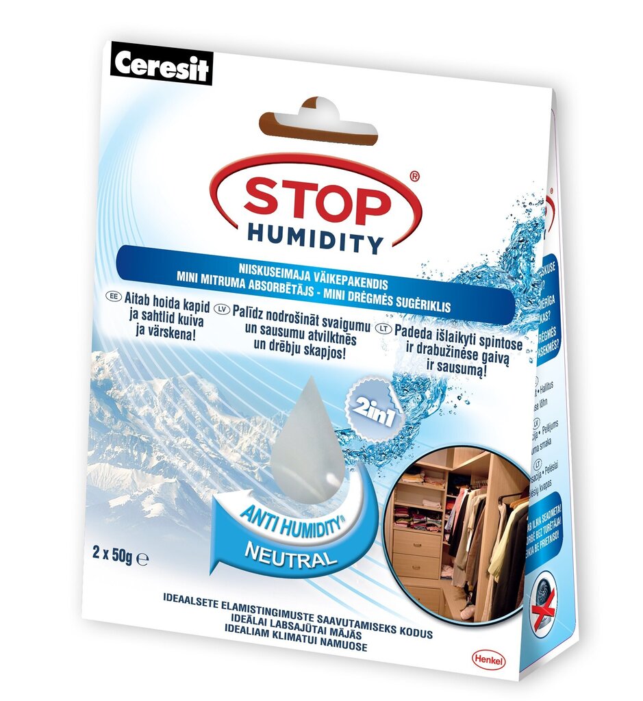 Kosteudenvaimennin Stop Humidity Mini Neutral 2x50g. hinta ja tiedot | Ilmankuivaimet | hobbyhall.fi