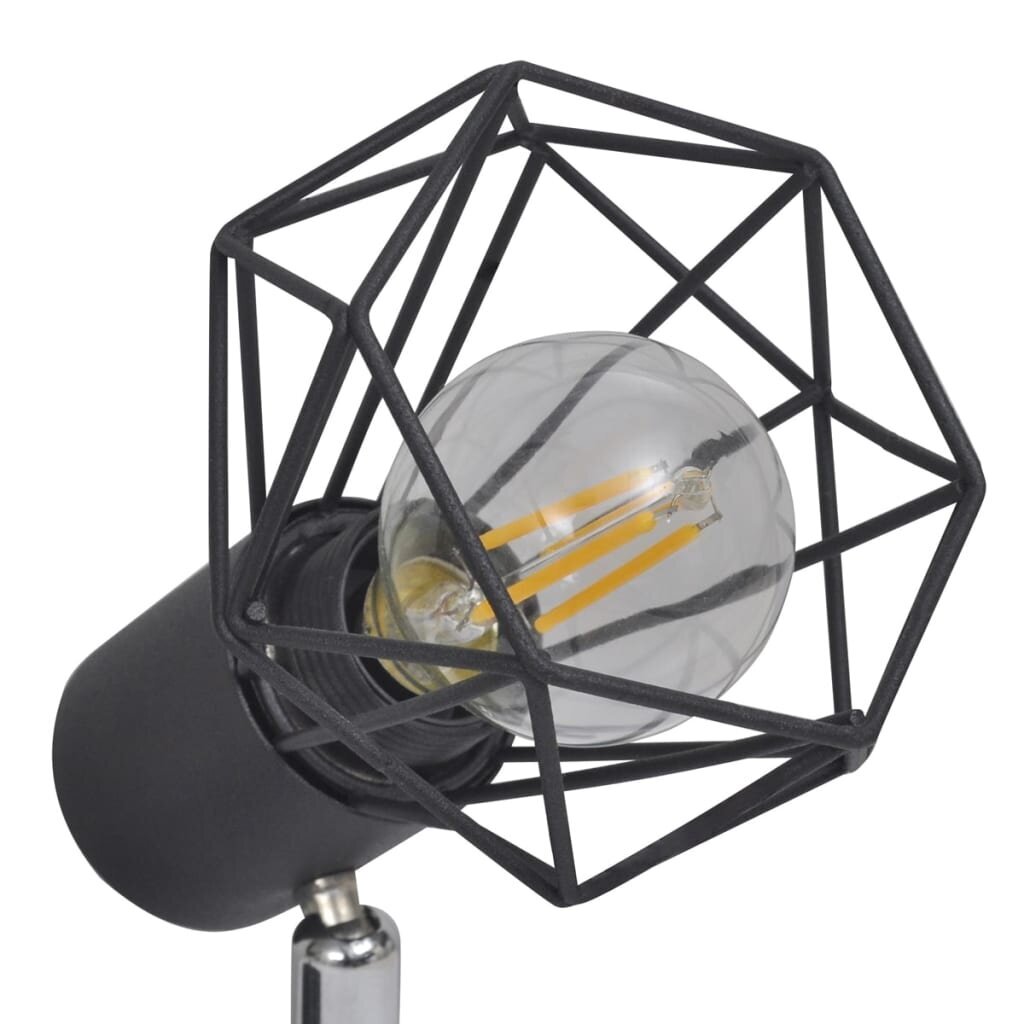 Teollistyylinen teräslanka spottivalot 2 kpl LED-hehkulamppu musta hinta ja tiedot | Kattovalaisimet | hobbyhall.fi