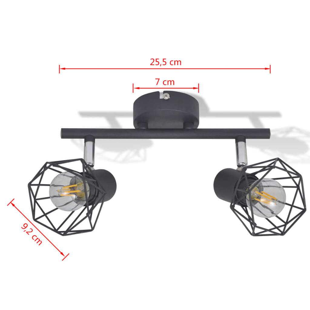 Teollistyylinen teräslanka spottivalot 2 kpl LED-hehkulamppu musta hinta ja tiedot | Kattovalaisimet | hobbyhall.fi