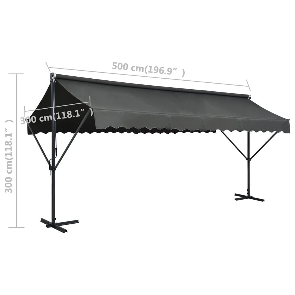 vidaXL Vapaasti seisova markiisi 500x300 cm antrasiitti hinta ja tiedot | Puutarhapaviljongit | hobbyhall.fi