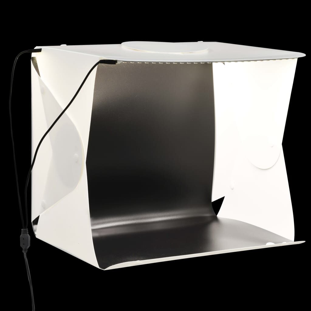 vidaXL Kokoontaittuva LED-studiovalolaatikko 40x34x37 cm muovi valk. hinta ja tiedot | Valokuvaustarvikkeet | hobbyhall.fi
