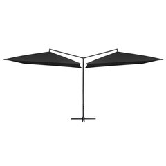 vidaXL Tupla-aurinkovarjo terästanko 250x250 cm musta hinta ja tiedot | Aurinkovarjot ja markiisit | hobbyhall.fi
