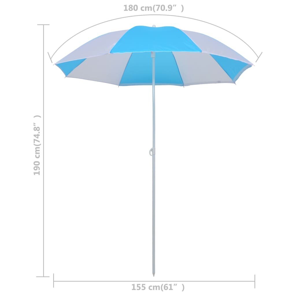 Rantavarjo suoja sininen ja valkoinen 180 cm kangas hinta ja tiedot | Aurinkovarjot ja markiisit | hobbyhall.fi