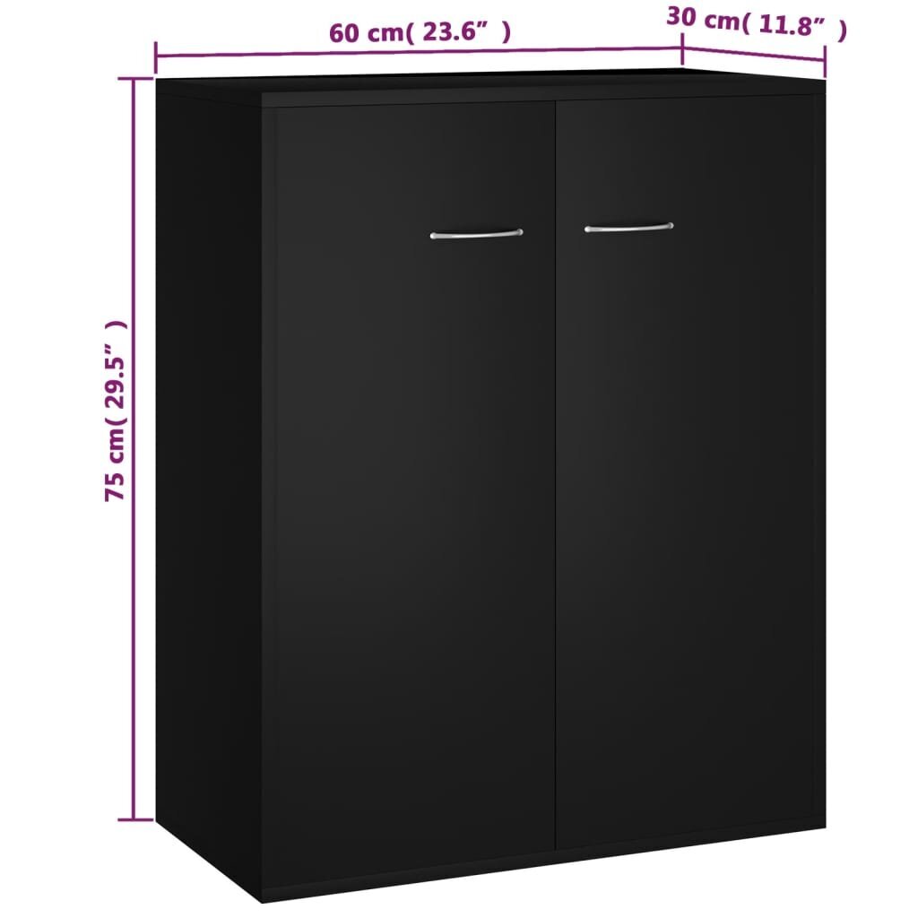 vidaXL Senkki musta 60x30x75 cm lastulevy hinta ja tiedot | Olohuoneen kaapit ja lipastot | hobbyhall.fi