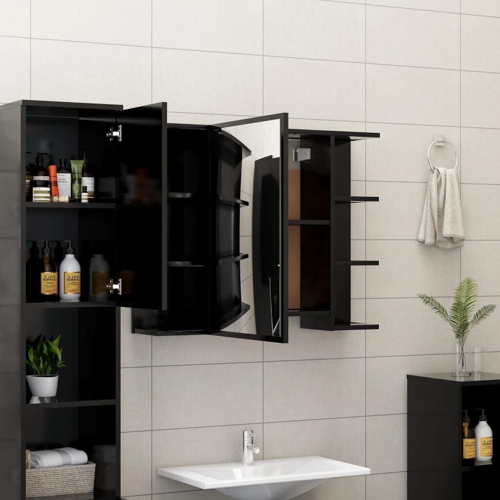 vidaXL 3-osainen kylpyhuonekalustesarja musta lastulevy hinta ja tiedot | Kylpyhuonekalusteet | hobbyhall.fi