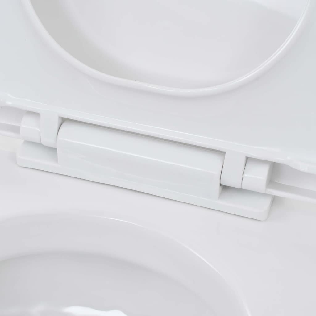 vidaXL Seinään kiinnitettävä WC-istuin keraaminen valkoinen hinta ja tiedot | WC-istuimet | hobbyhall.fi
