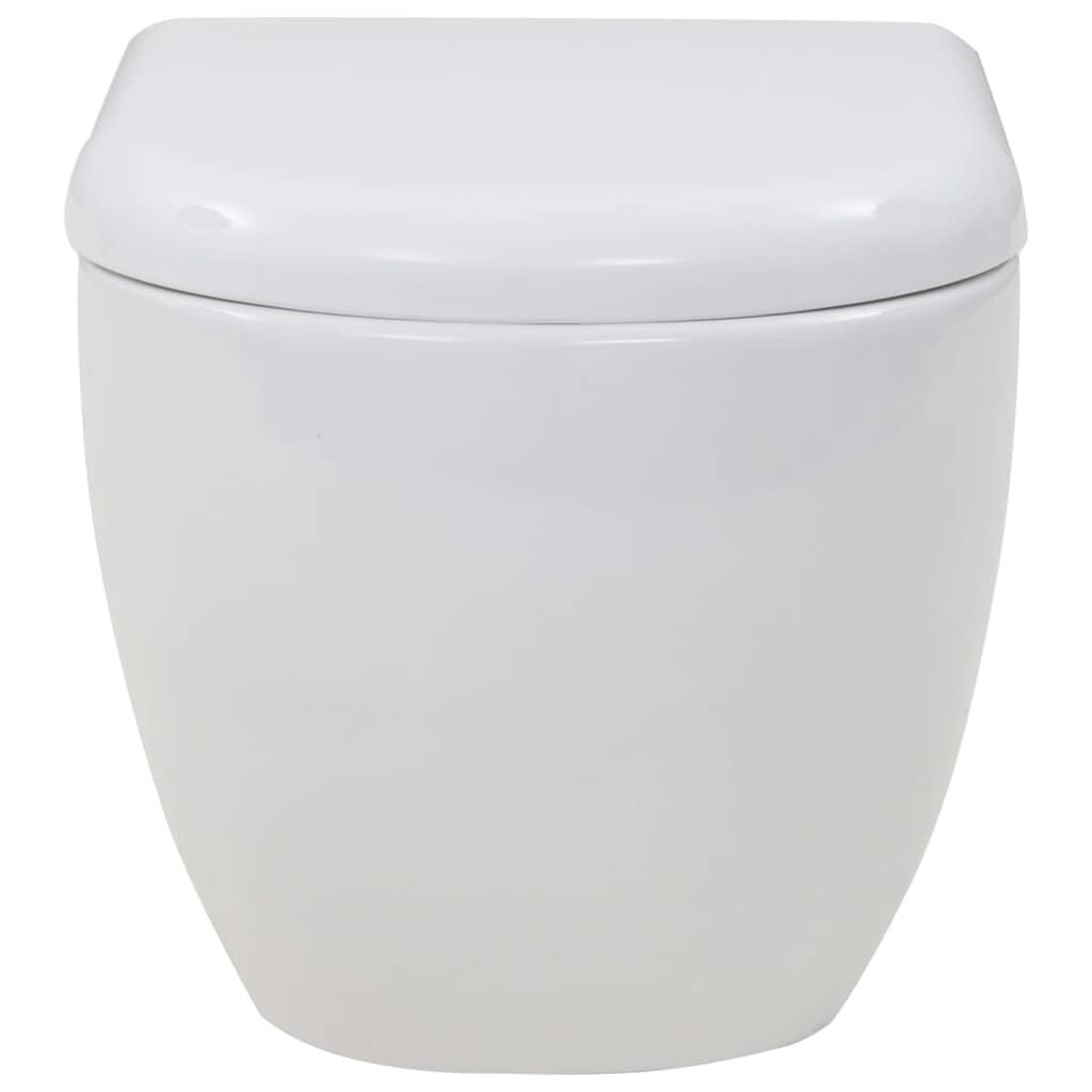vidaXL Seinään kiinnitettävä WC-istuin keraaminen valkoinen hinta ja tiedot | WC-istuimet | hobbyhall.fi